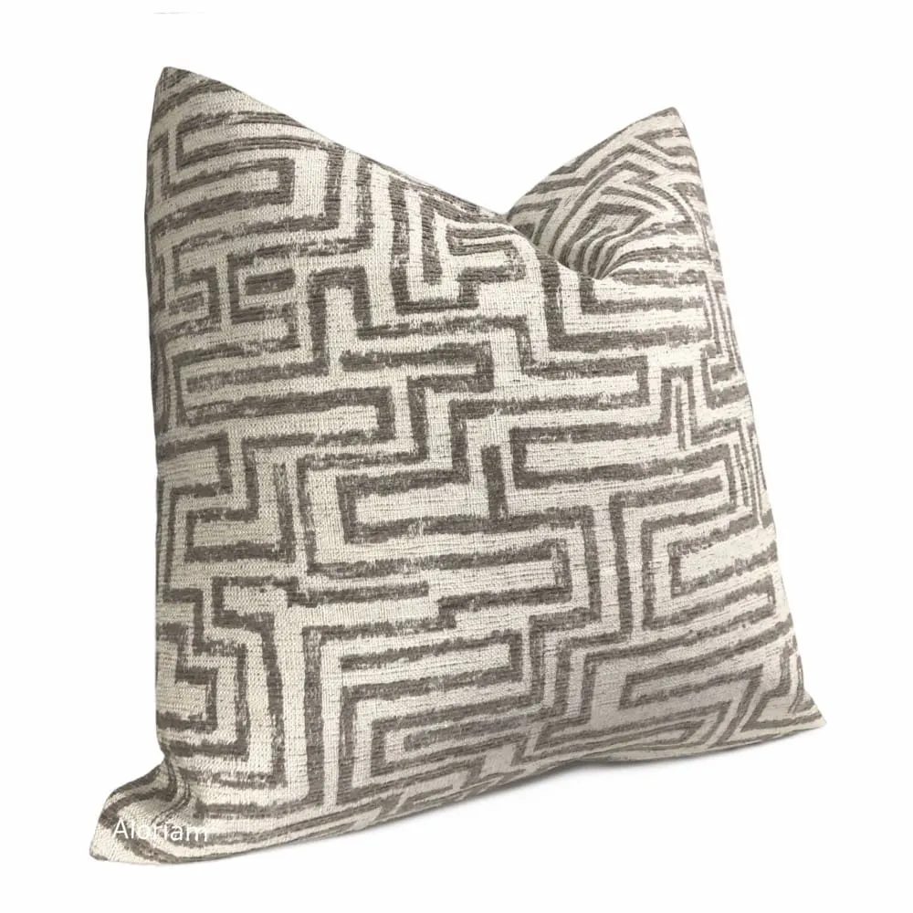 Kyle Brown Ecru Maze Pillow Cover