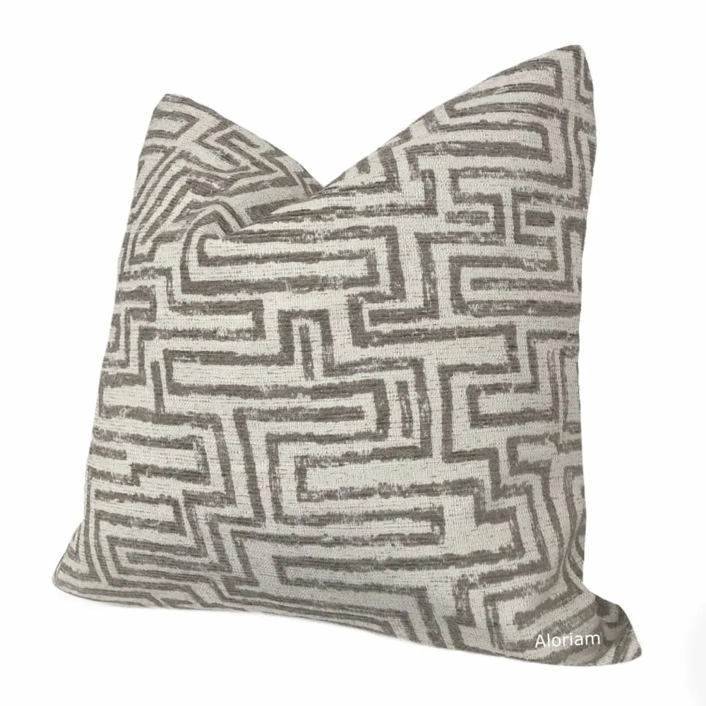 Kyle Brown Ecru Maze Pillow Cover