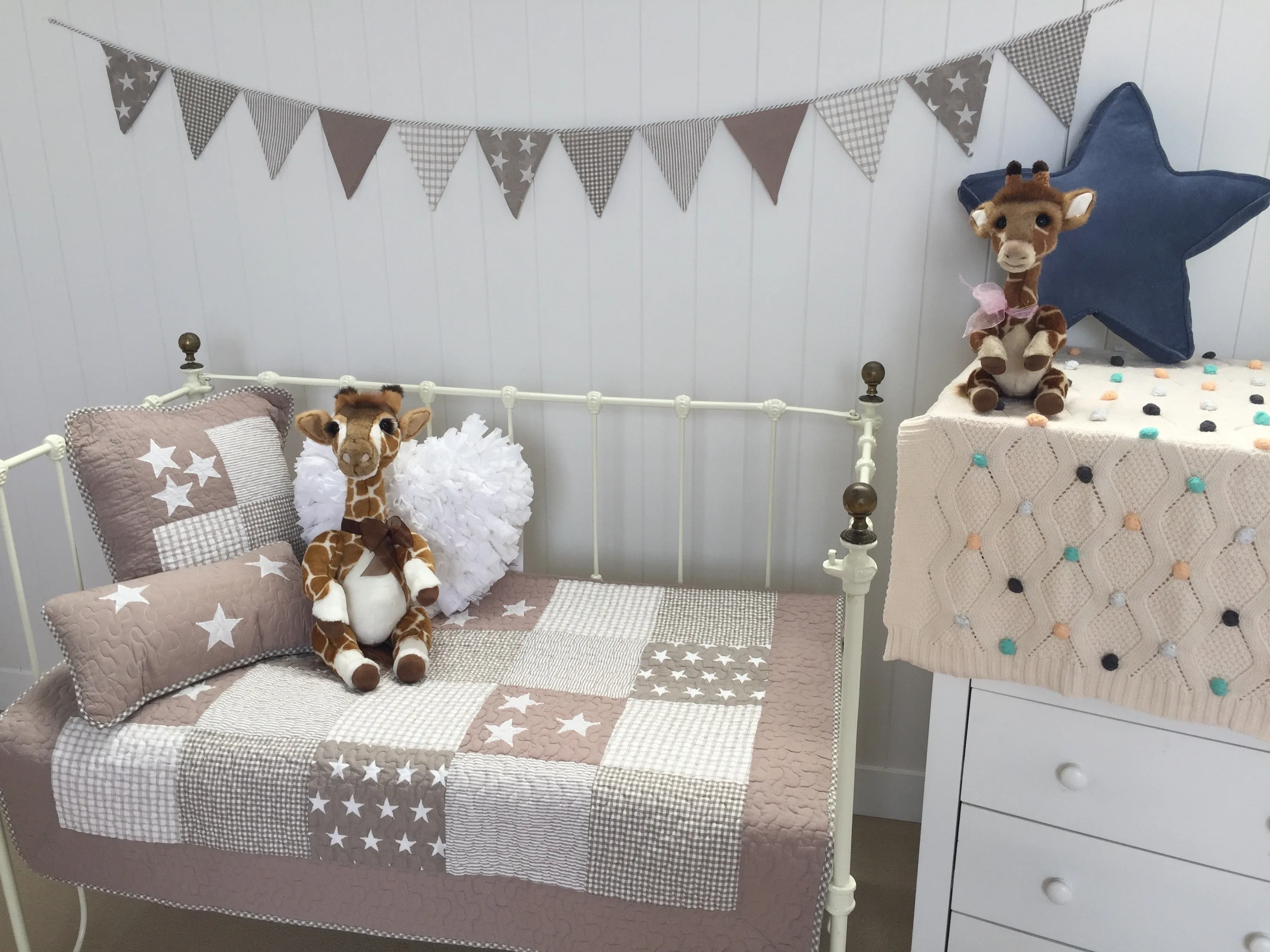 Lachlan Cot Quilt Nursery Coverlet in Natural