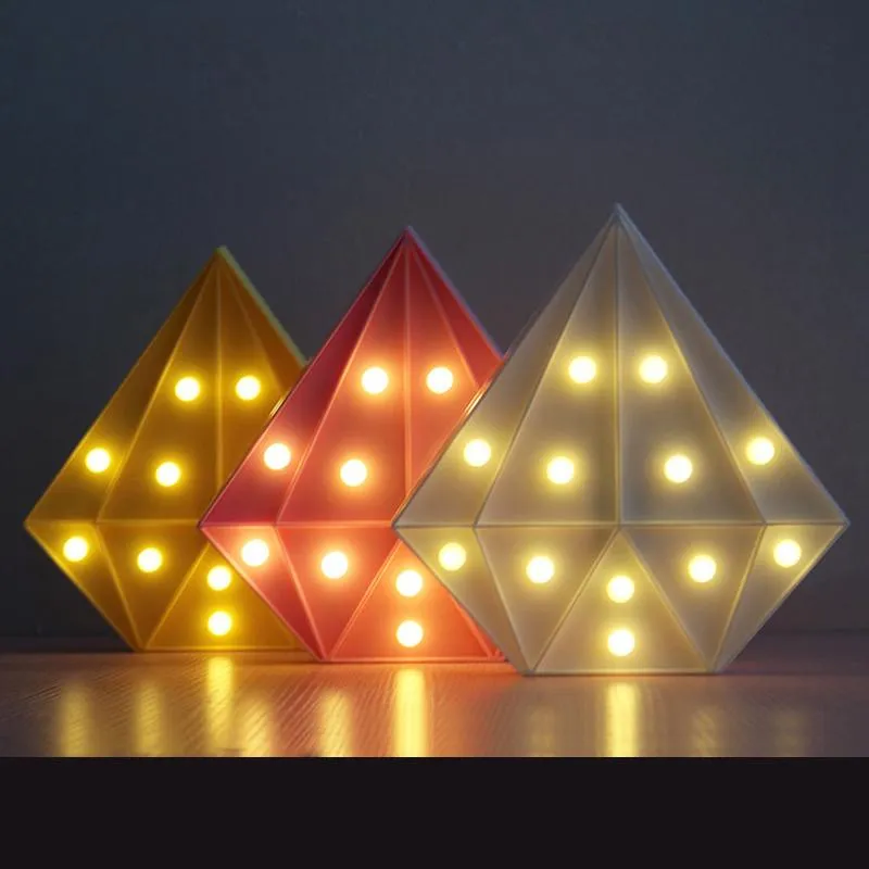 LED Diamond Night Light Decorative 3D Lamp for Bedroom Kids Room