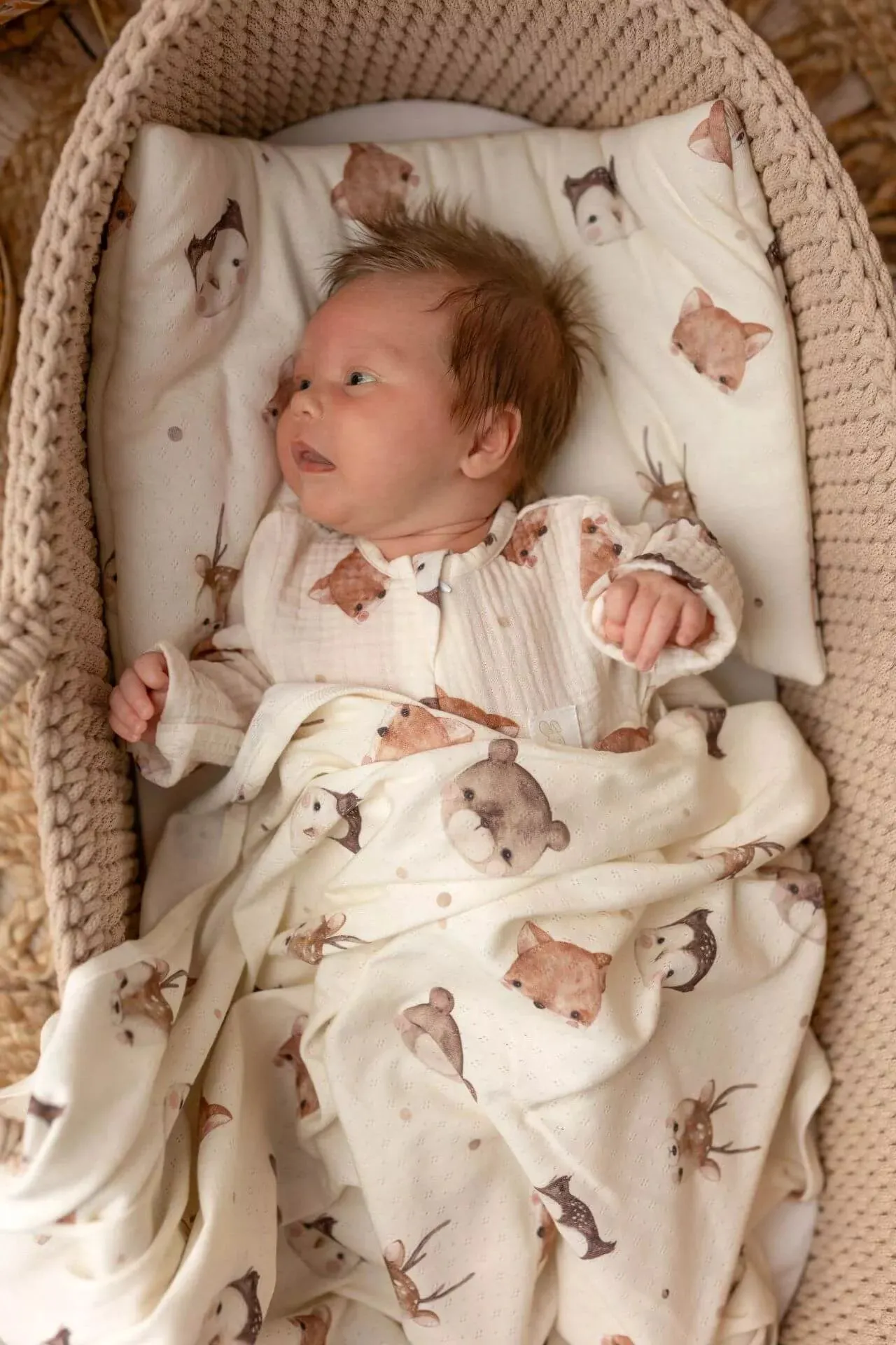 Light Openwork Baby Blanket Swaddle - Forest Friends