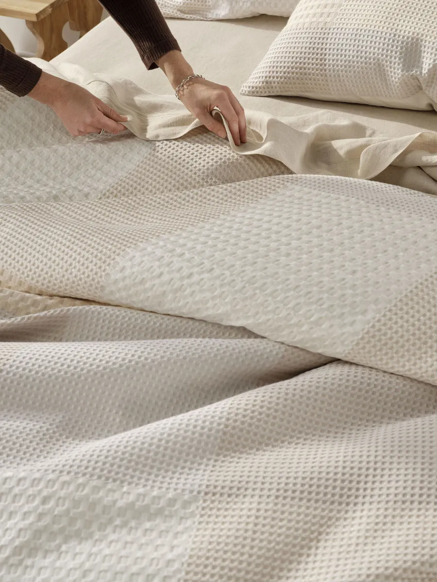 LINEN HOUSE BALEARES NATURAL QUILT COVER SET