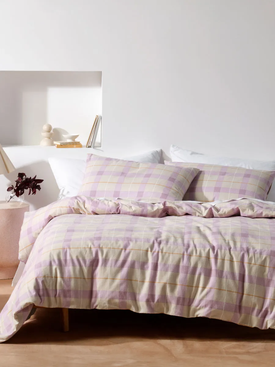 LINEN HOUSE FLANNELETTE QUILT COVER SET - CORINNE LAVENDER