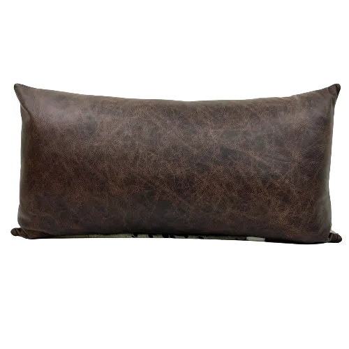 Lumbar Pillow - Off-White Cowhide with Brown Acid Wash - 24" x 12" (LPIL012-2)