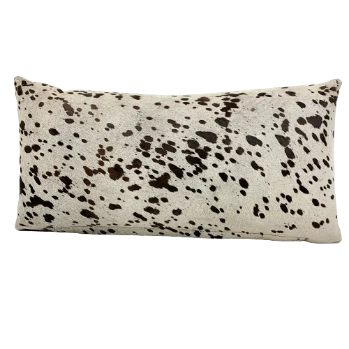 Lumbar Pillow - Off-White Cowhide with Brown Acid Wash - 24" x 12" (LPIL012-2)