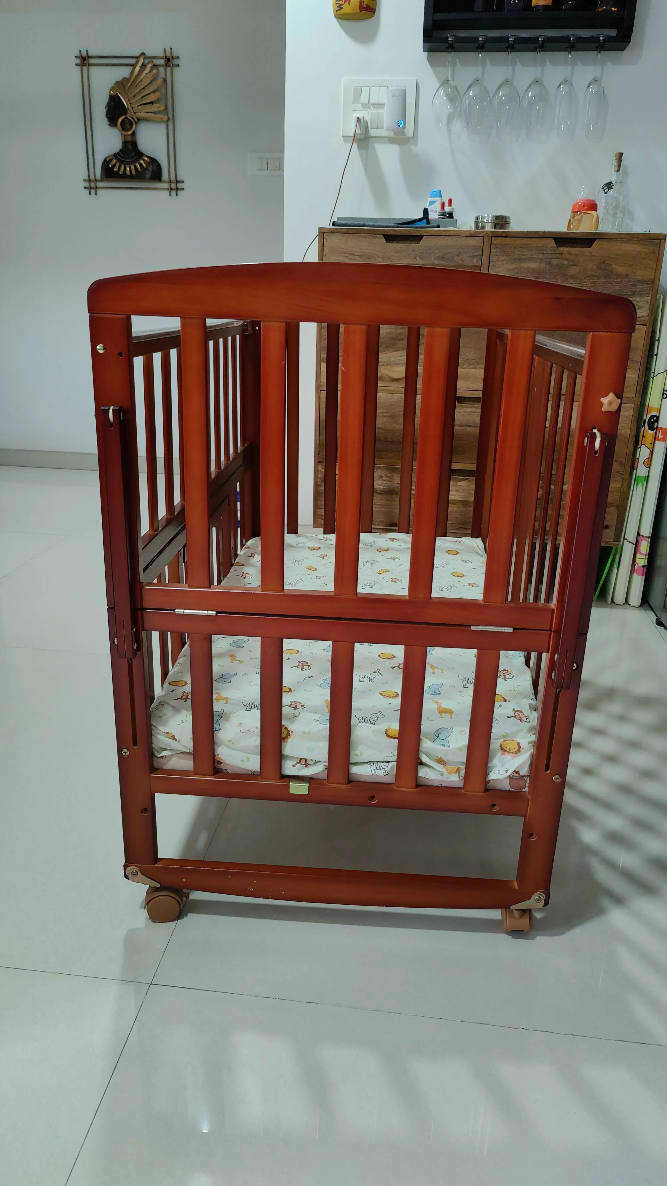 LUVLAP C-50 Wooden Crib/Cot, Dimensions - L92×B62×H157 cm