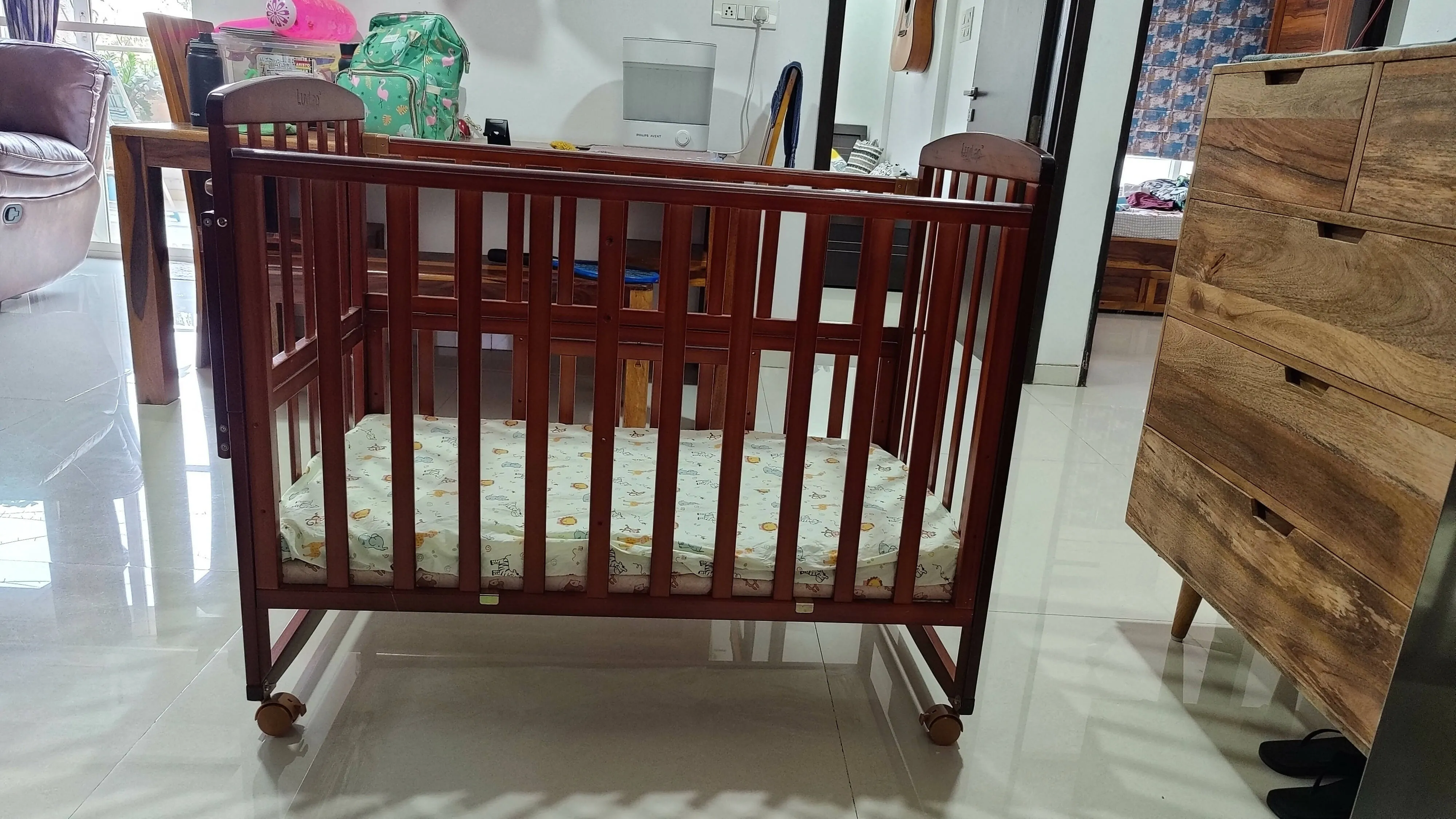 LUVLAP C-50 Wooden Crib/Cot, Dimensions - L92×B62×H157 cm