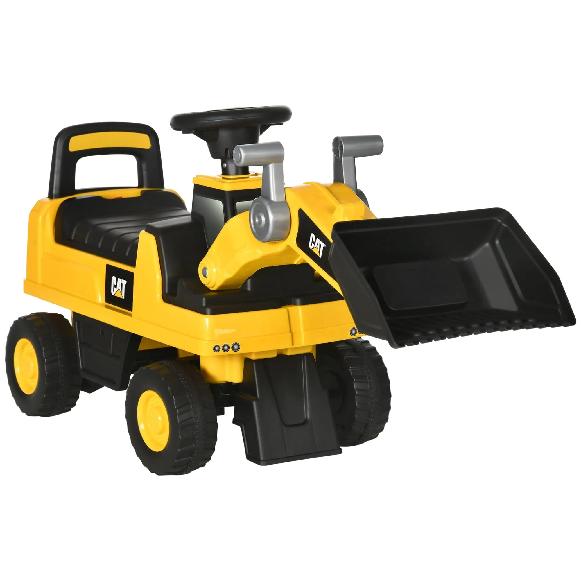 Maplin Plus CAT Licensed Kids Ride-On Toy Digger with Manual Shovel & Horn for Ages 1-3 Years