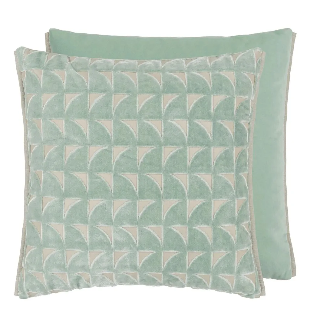 Marquise Duck Egg Velvet Throw Pillow by Designers Guild