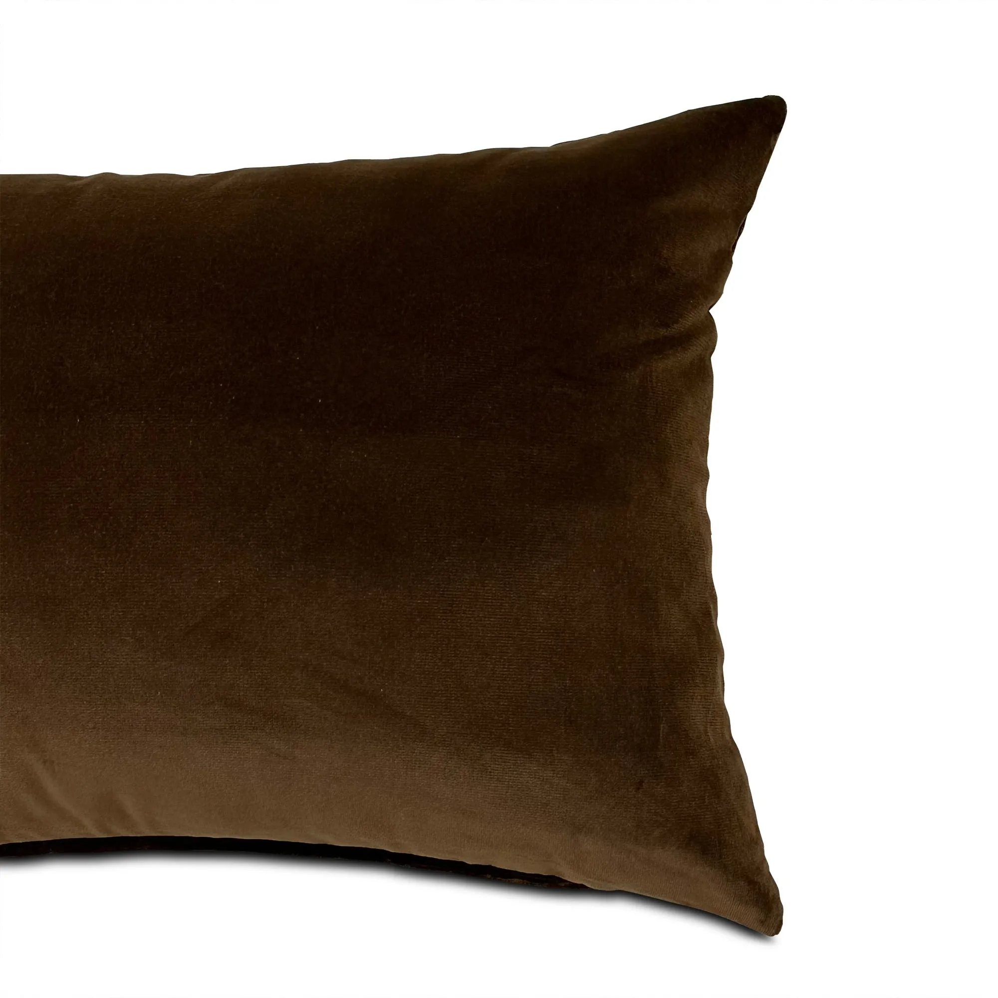 Mocha Solid Velvet Lumbar Pillow Cover 15x26