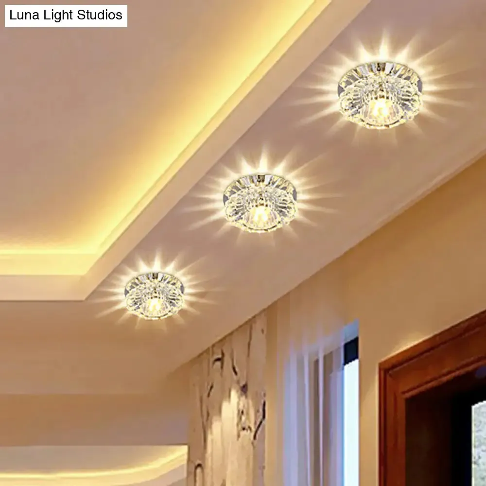 Modern Crystal Clear Flower Shade LED Flush Mount Ceiling Light for Corridor - Stylish & Efficient