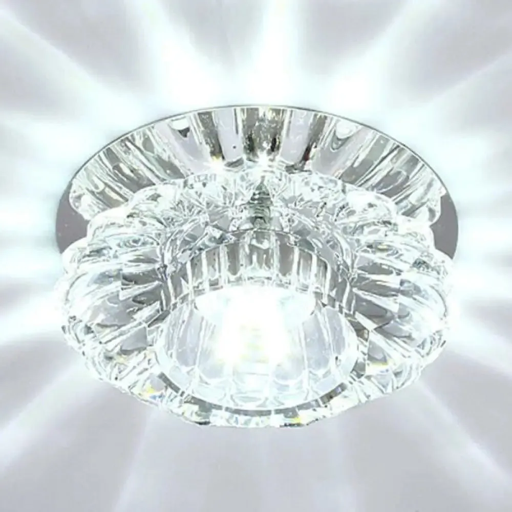 Modern Crystal Clear Flower Shade LED Flush Mount Ceiling Light for Corridor - Stylish & Efficient