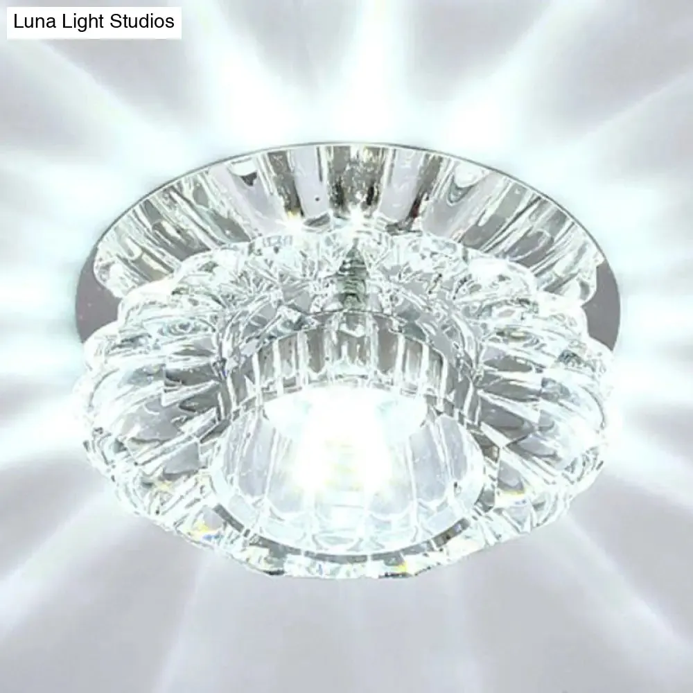 Modern Crystal Clear Flower Shade LED Flush Mount Ceiling Light for Corridor - Stylish & Efficient