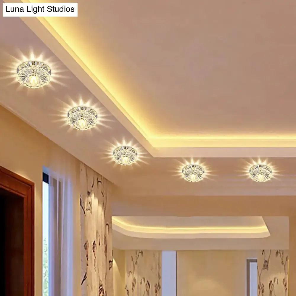 Modern Crystal Clear Flower Shade LED Flush Mount Ceiling Light for Corridor - Stylish & Efficient