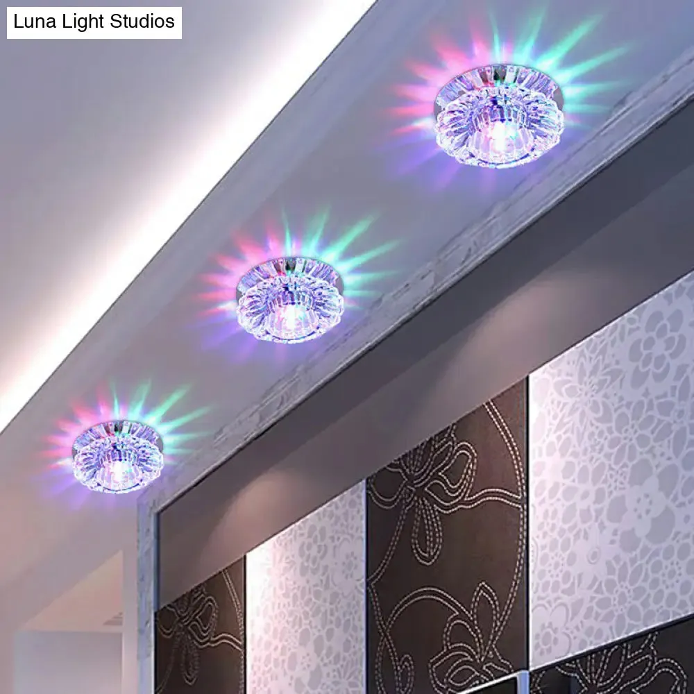 Modern Crystal Clear Flower Shade LED Flush Mount Ceiling Light for Corridor - Stylish & Efficient