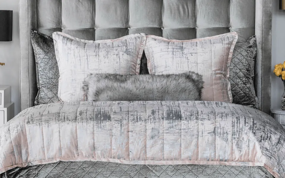 Moderne Blush and Silver Quilted Personal Blanket