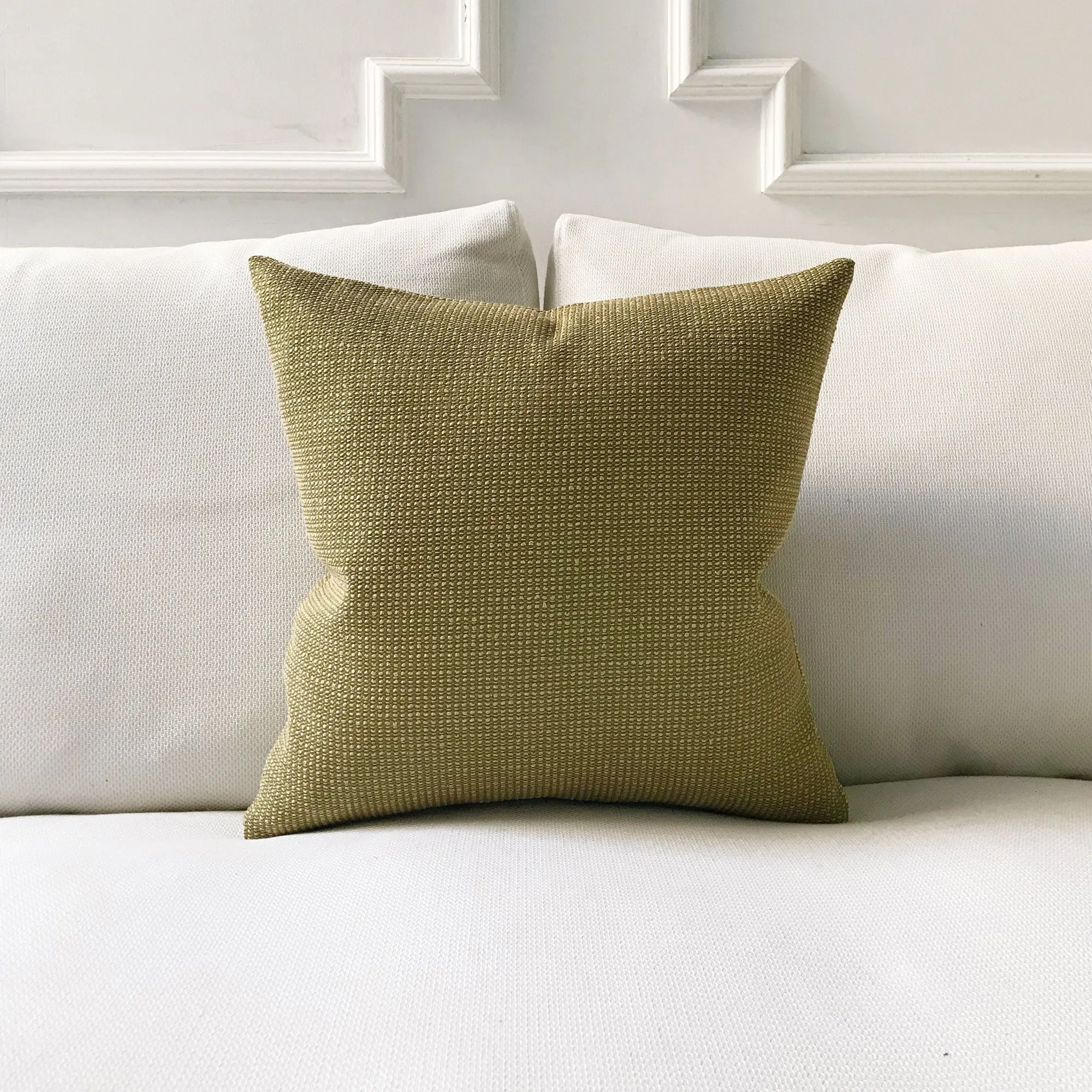 Moss Green Solid Textured Throw Pillow Cover 18x18