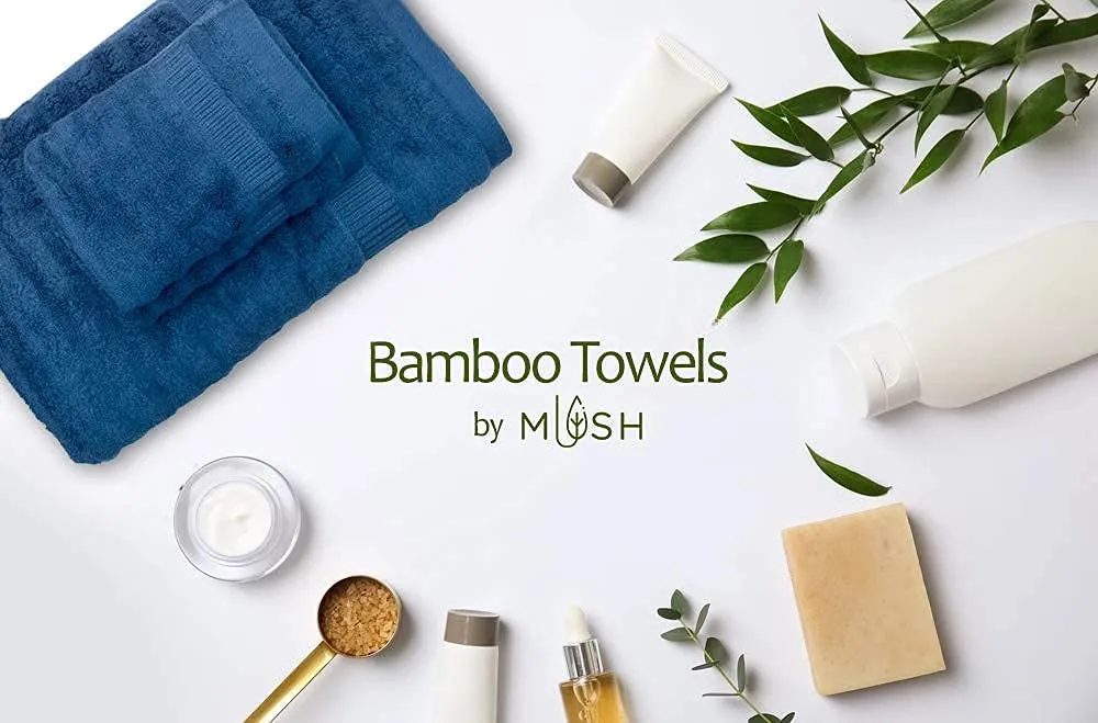 Mush Bamboo Luxurious 3 PieceTowels Set | Ultra Soft, Absorbent and Antimicrobial 600 GSM (Bath Towel, Hand Towel and Face Towel) Perfect for Daily Use and Gifting (Navy Blue)