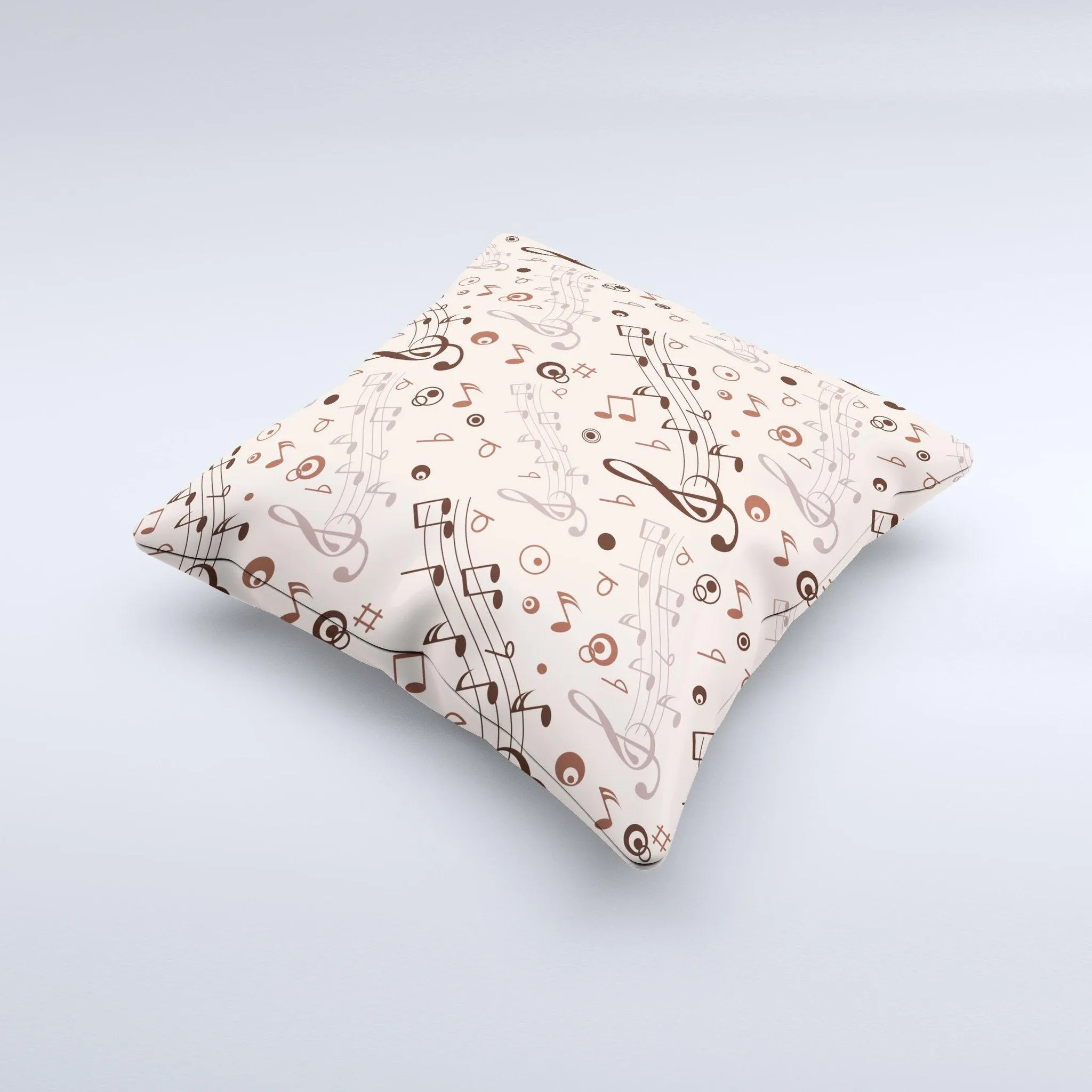 Music Note Tan Pattern Pillow