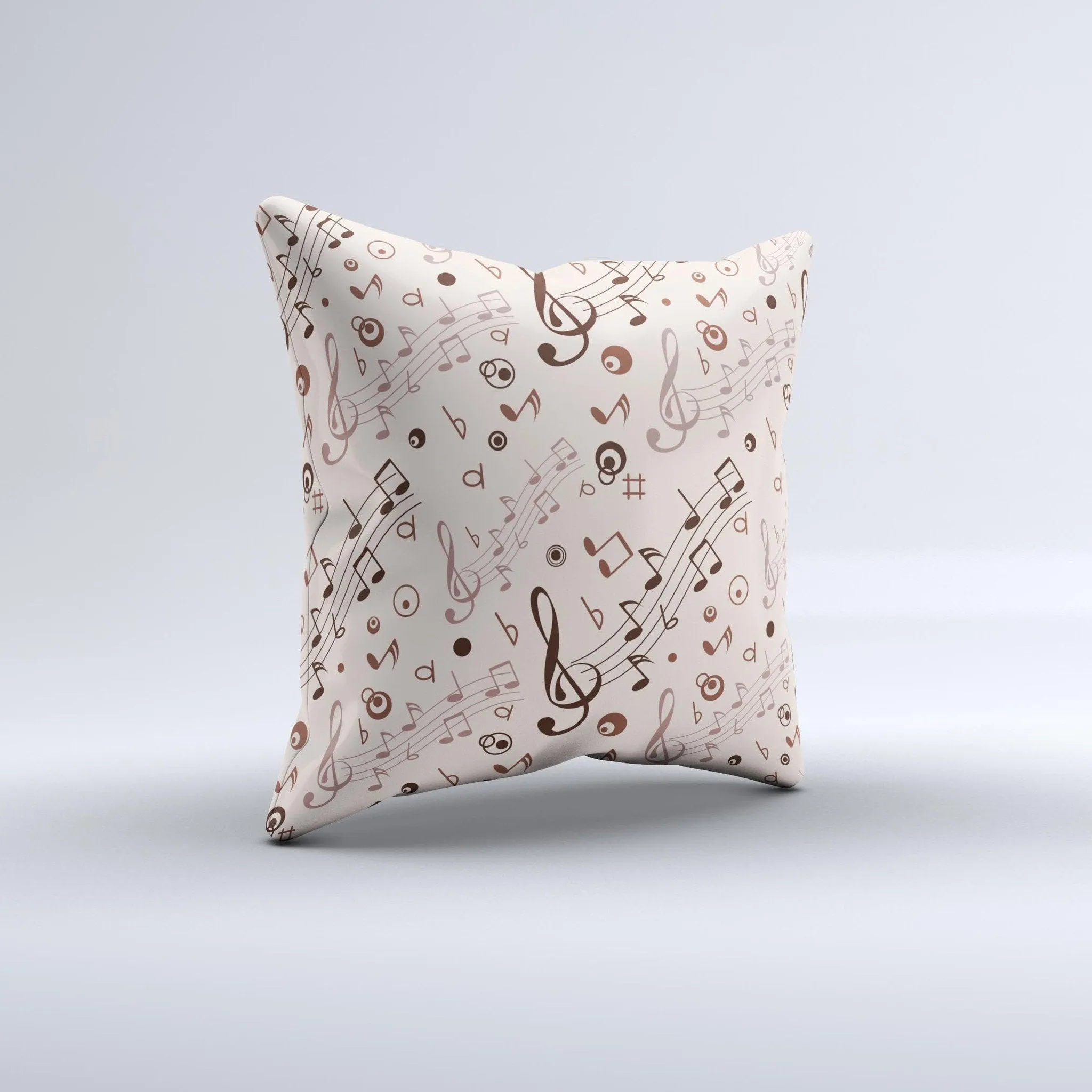 Music Note Tan Pattern Pillow