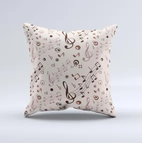 Music Note Tan Pattern Pillow