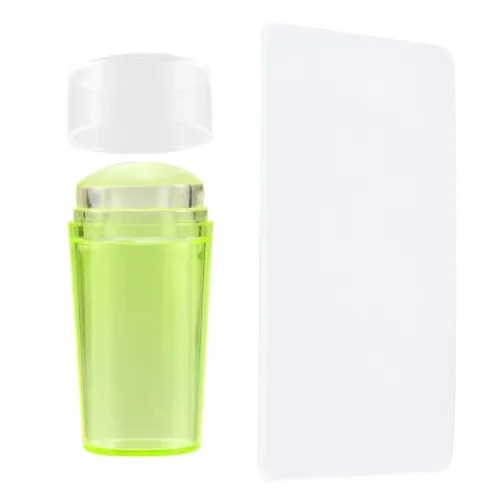 Nail Art Silicone Stamper - Round Neon Green