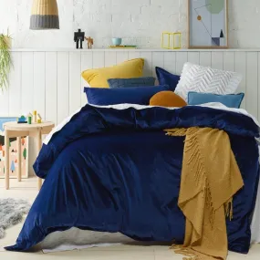 Navy Velvet Quilt Cover Set Single or Double