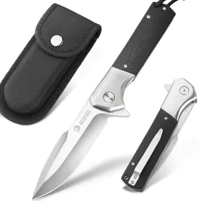 NedFoss Beast Pocket Knife, 4‘’ D2 Blade Large EDC Folding Knife with G10 Handle