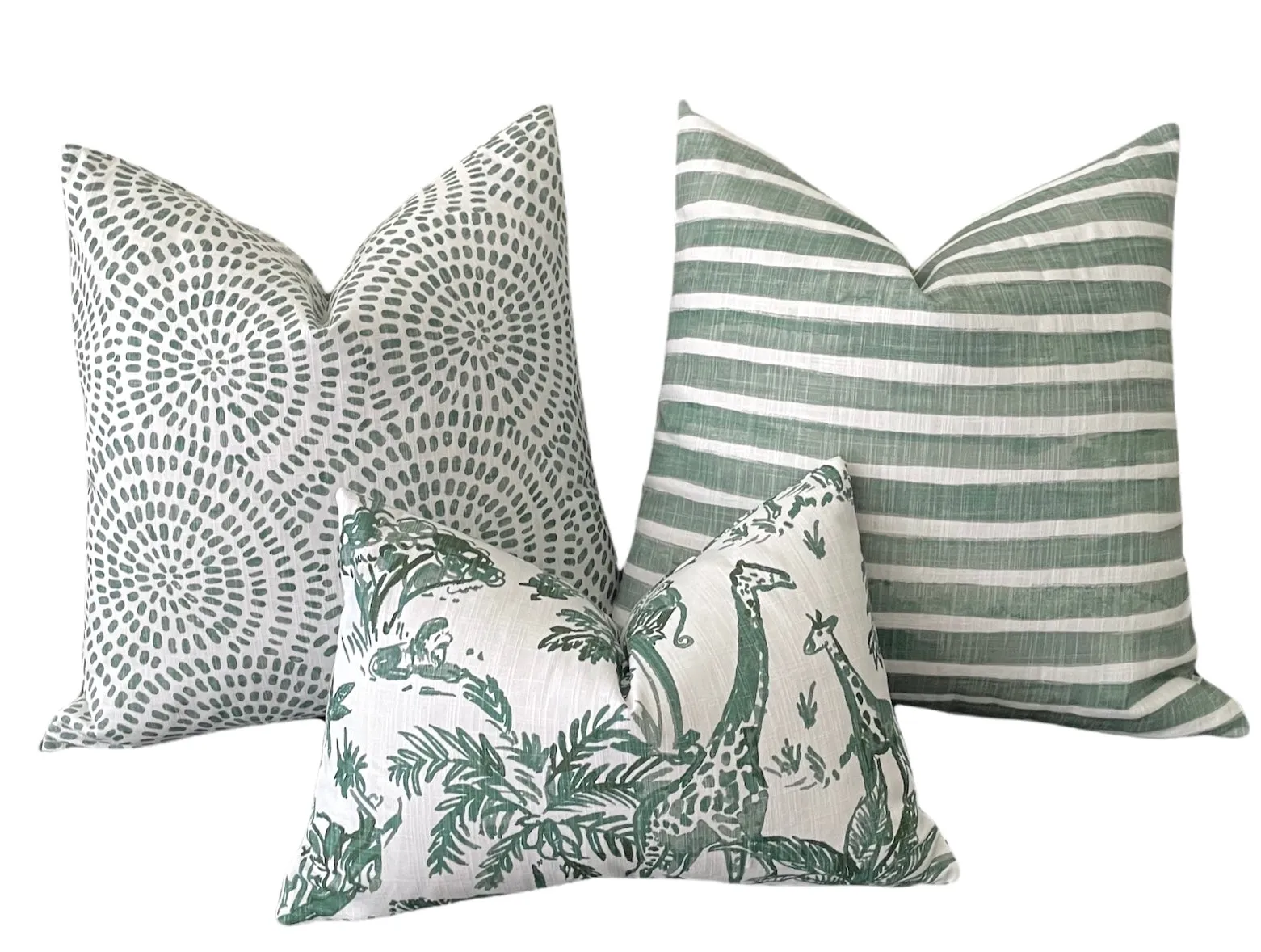 Nehimba Safari Collection: Sage Green & White Decorative Pillow Covers