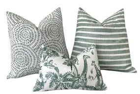 Nehimba Safari Collection: Sage Green & White Decorative Pillow Covers