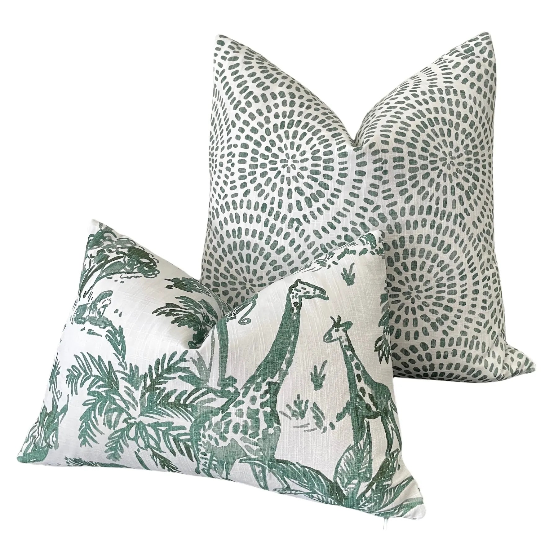 Nehimba Safari Collection: Sage Green & White Decorative Pillow Covers