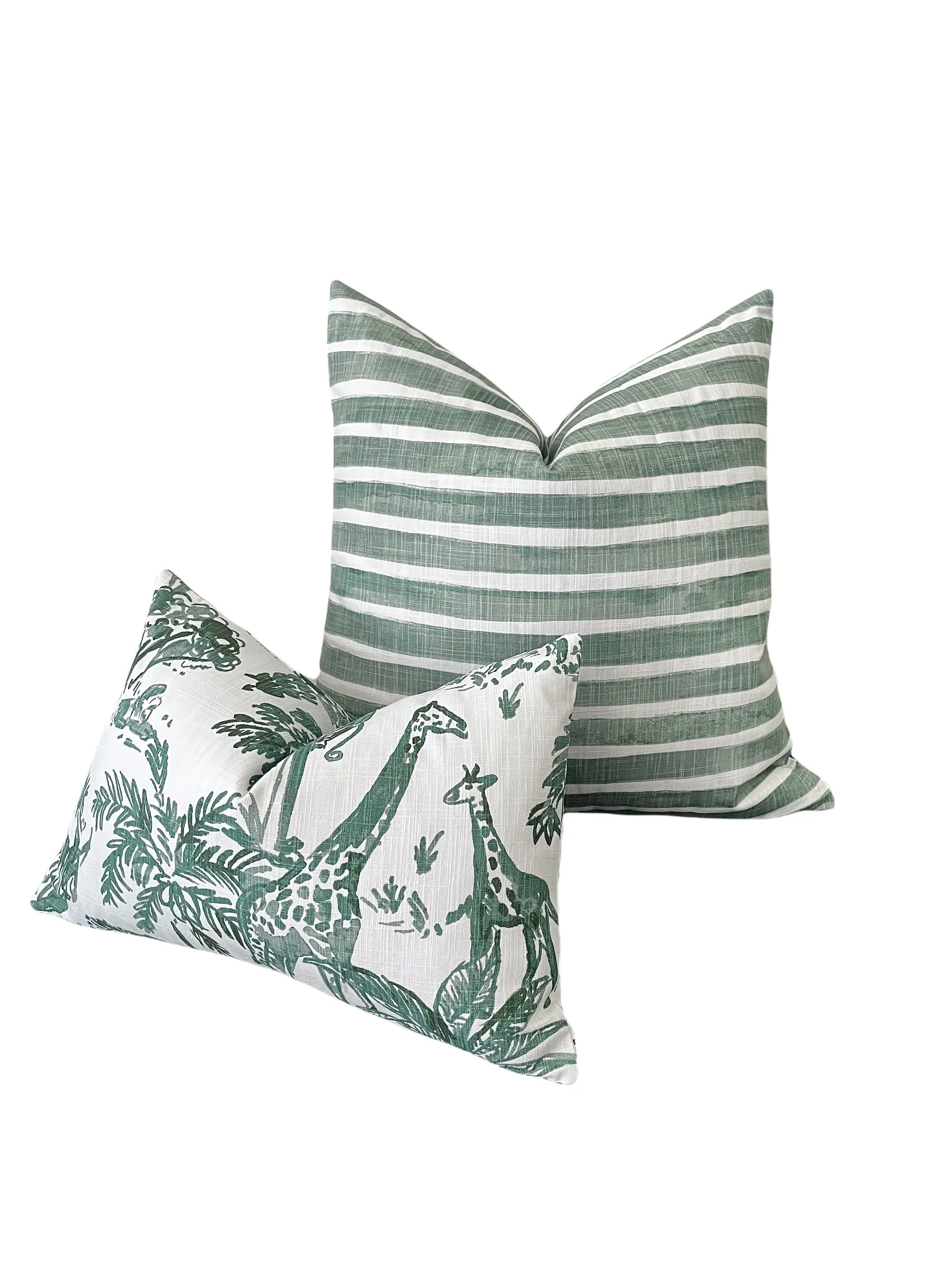 Nehimba Safari Collection: Sage Green & White Decorative Pillow Covers