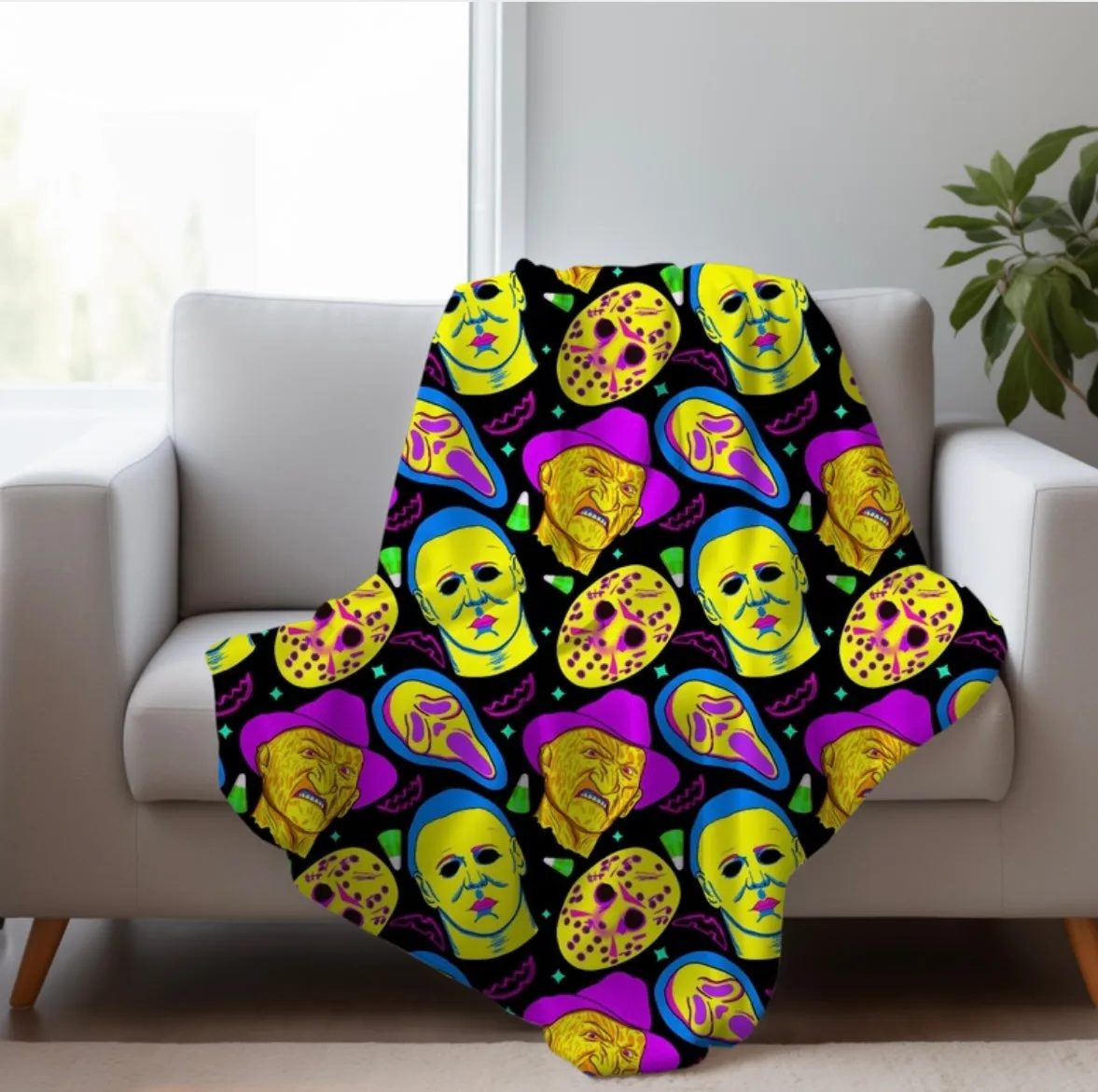 Neon Horror Blanket