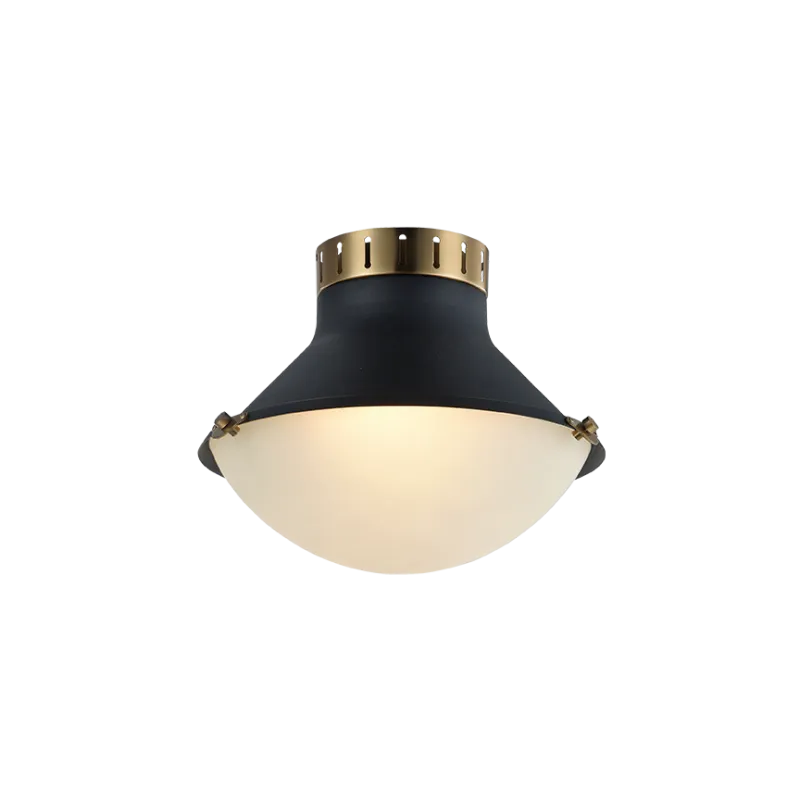 Notting Matte Black and Aged Gold Brass Trim 2 Light Ceiling Mount