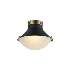 Notting Matte Black and Aged Gold Brass Trim 2 Light Ceiling Mount