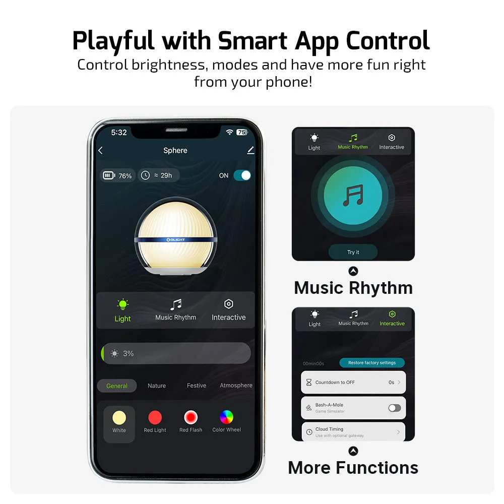 Olight Sphere Ambient Light with App Control 75 Lumens