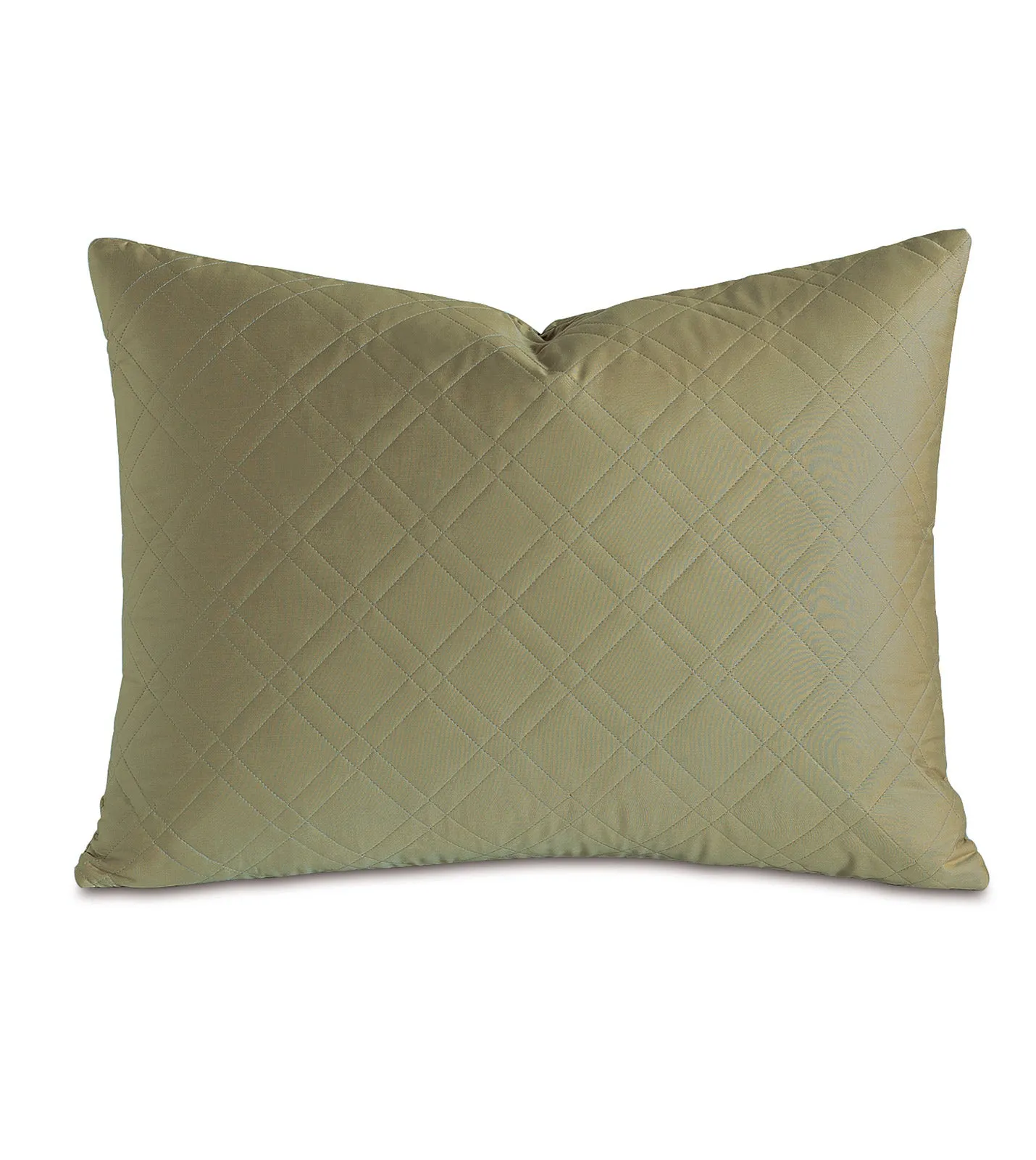 Olive Quilted Sateen Standard Sham Pillow Cover 20x27