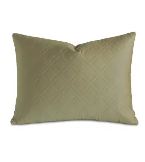 Olive Quilted Sateen Standard Sham Pillow Cover 20x27