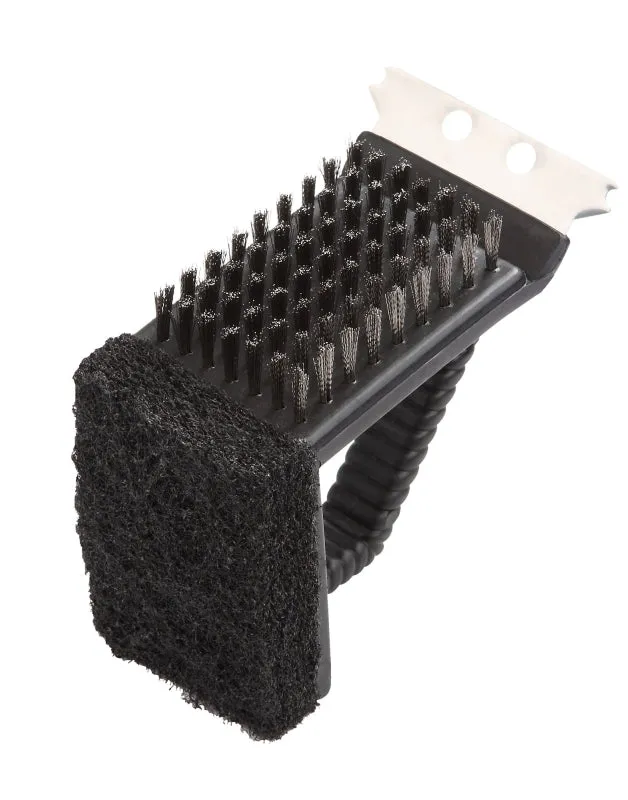 Omaha Grill Brush with Stainless Steel Scraper, 2-3/4 in L Brush, 1-3/4 in W Brush, Stainless Steel Bristle :EA: QUANTITY: 1