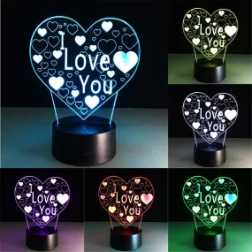 ON 3D Illusion Visual Night Light 7 Colors Change LED Desk Lamp Bedroom Home Decor