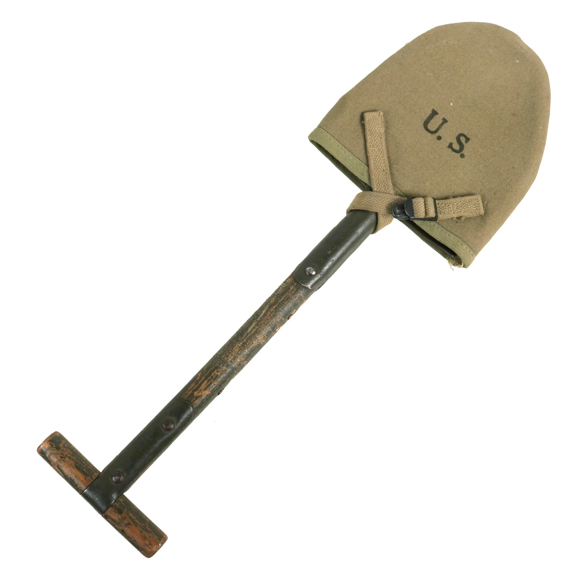 Original U.S. WWII M1912 T-Handle Shovel with 1943 Dated Cover