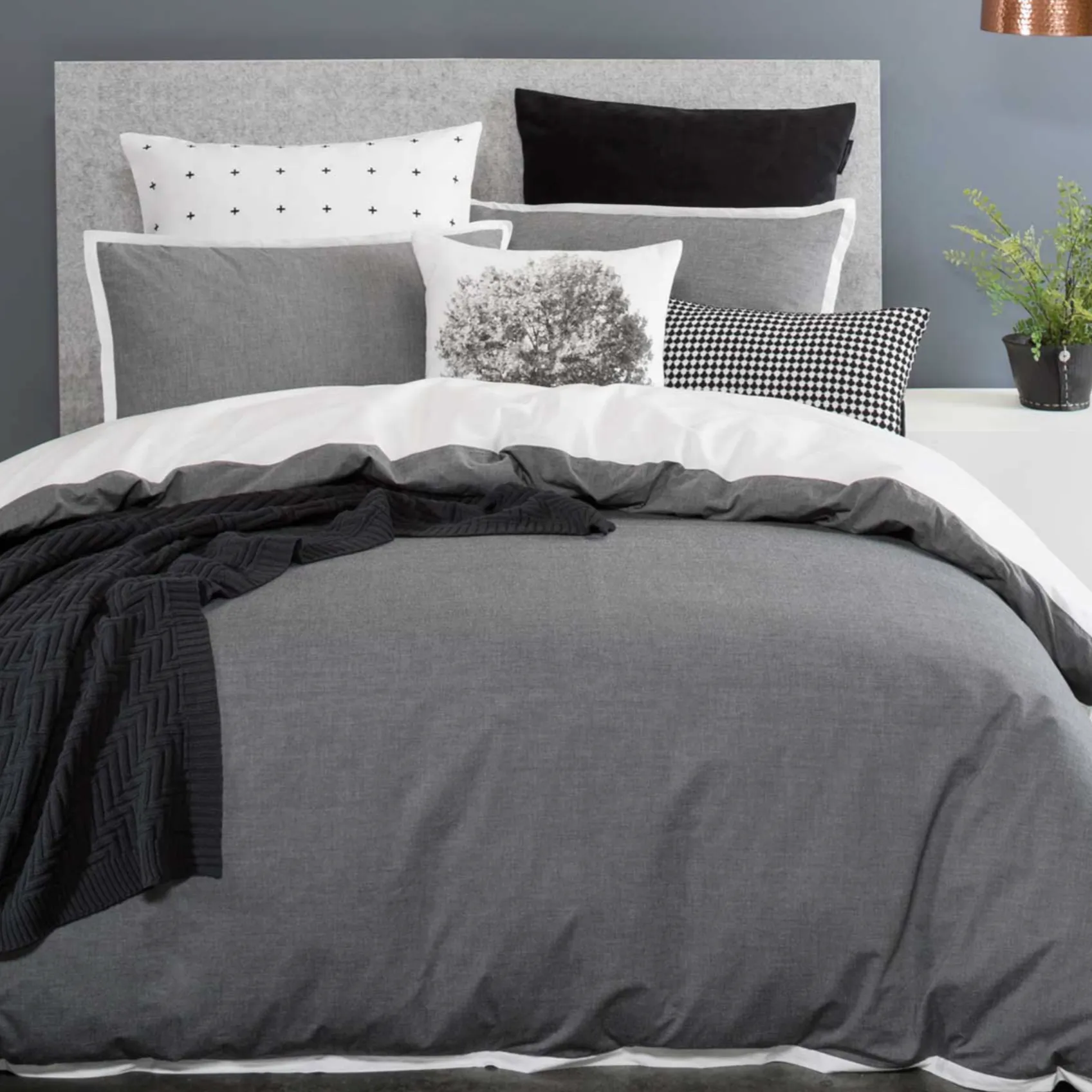 Orson Charcoal Quilt Cover Set