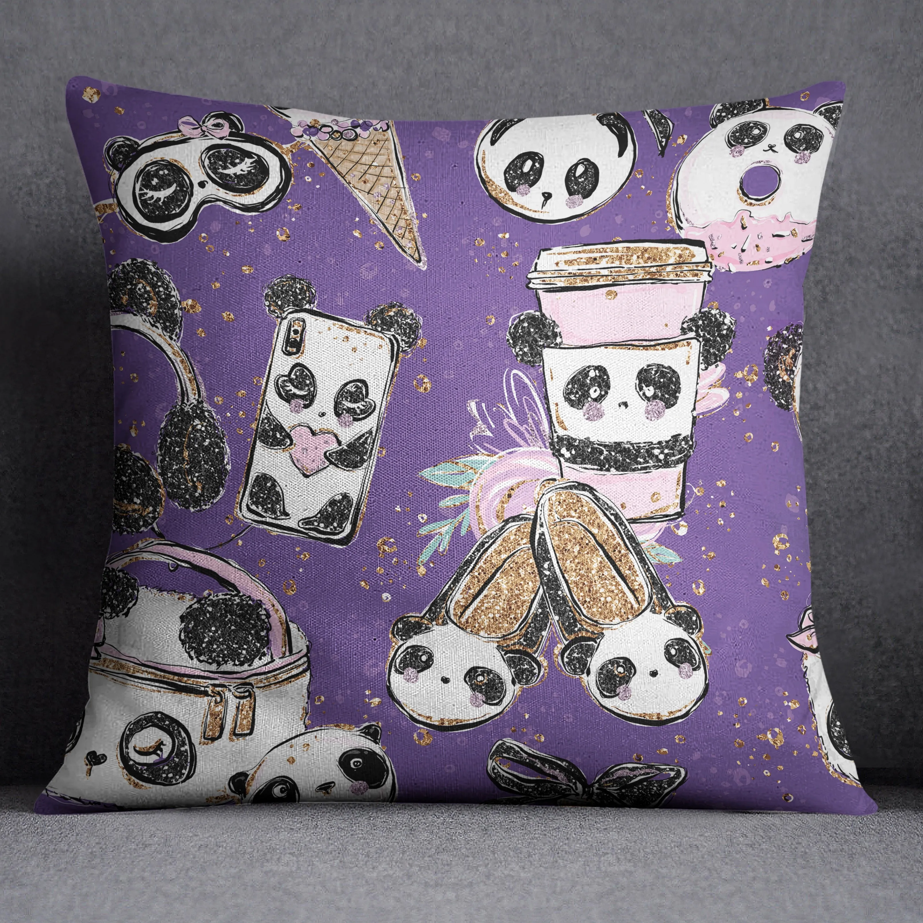 Panda Fashion Decorative Throw and Pillow Cover Set