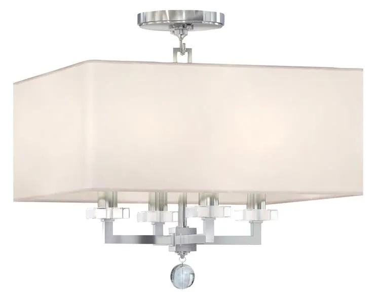 PAXTON 4 LIGHT CEILING MOUNT, POLISHED NICKEL