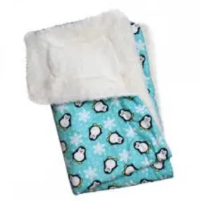 Penguins & Snowflakes Flannel/Ultra-Plush Blanket - Turquoise