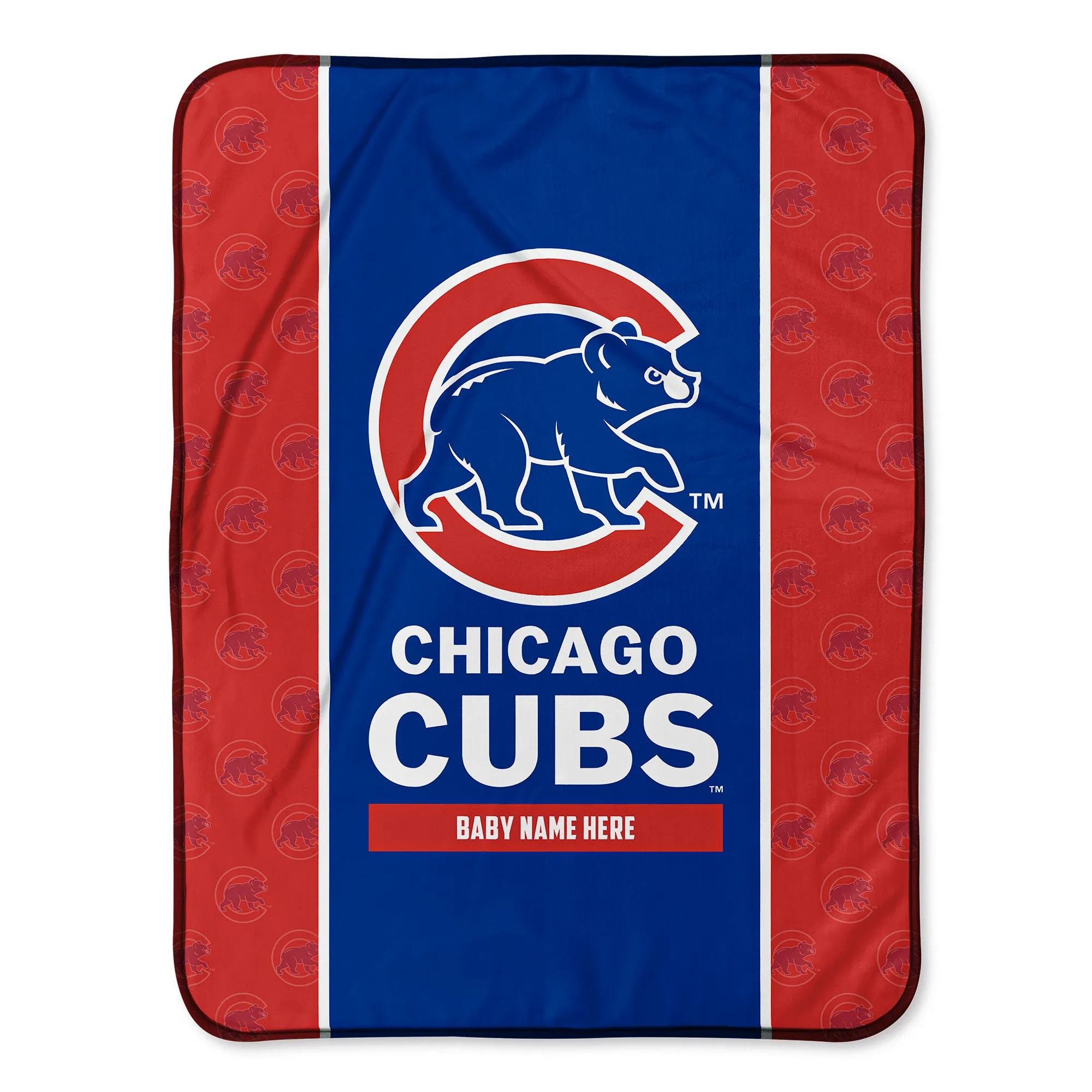 Personalized Chicago Cubs Icon Baby Pixel Fleece Blanket