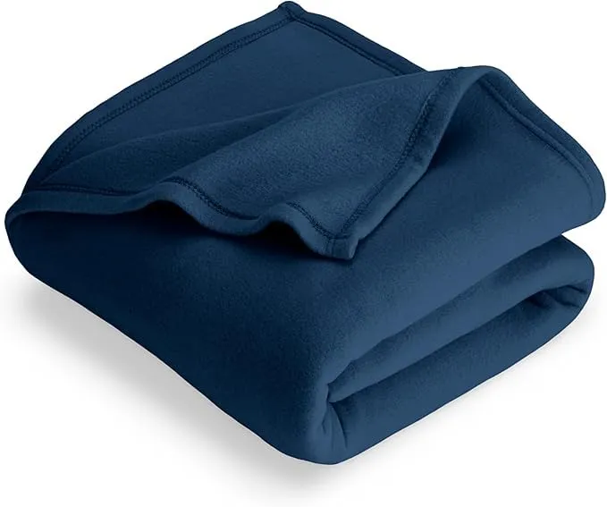 Petals Dreams 300 GSM Lightweight Polar Fleece Blanket/Throw for Winters, Travelling, Couch, Sofa (Navy Blue, Single)