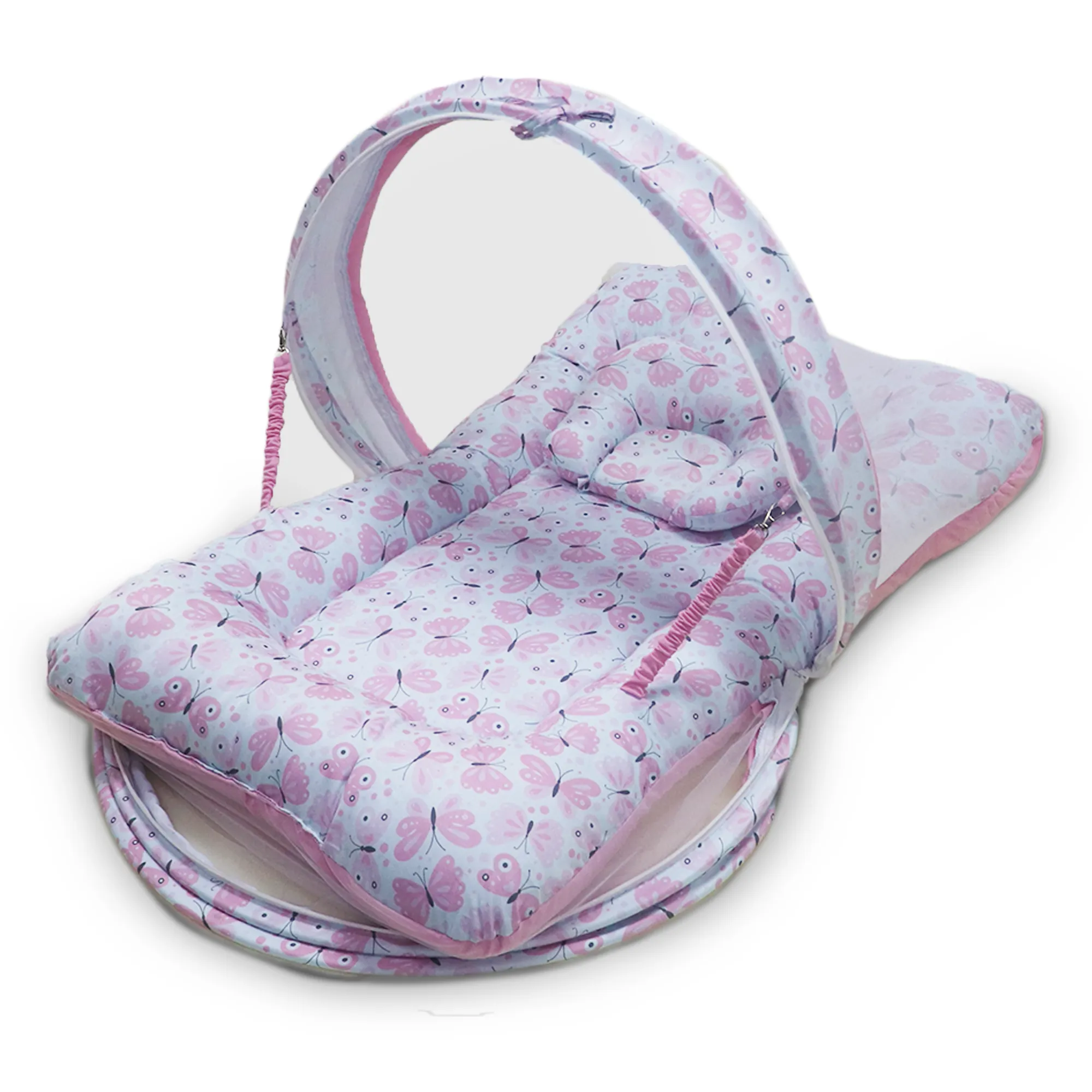 Pink Butterfly -  Kradyl Kroft Bassinet Style Mosquito Net Bedding for Infants