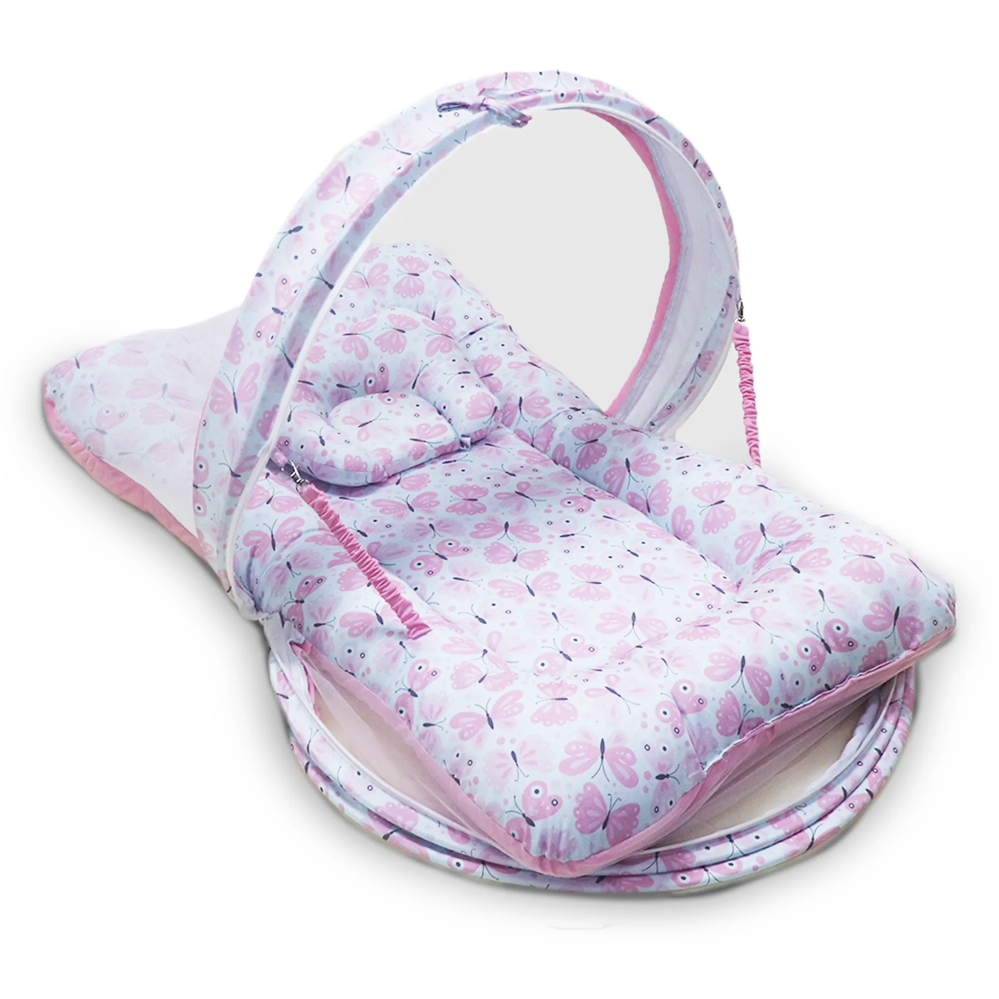 Pink Butterfly -  Kradyl Kroft Bassinet Style Mosquito Net Bedding for Infants