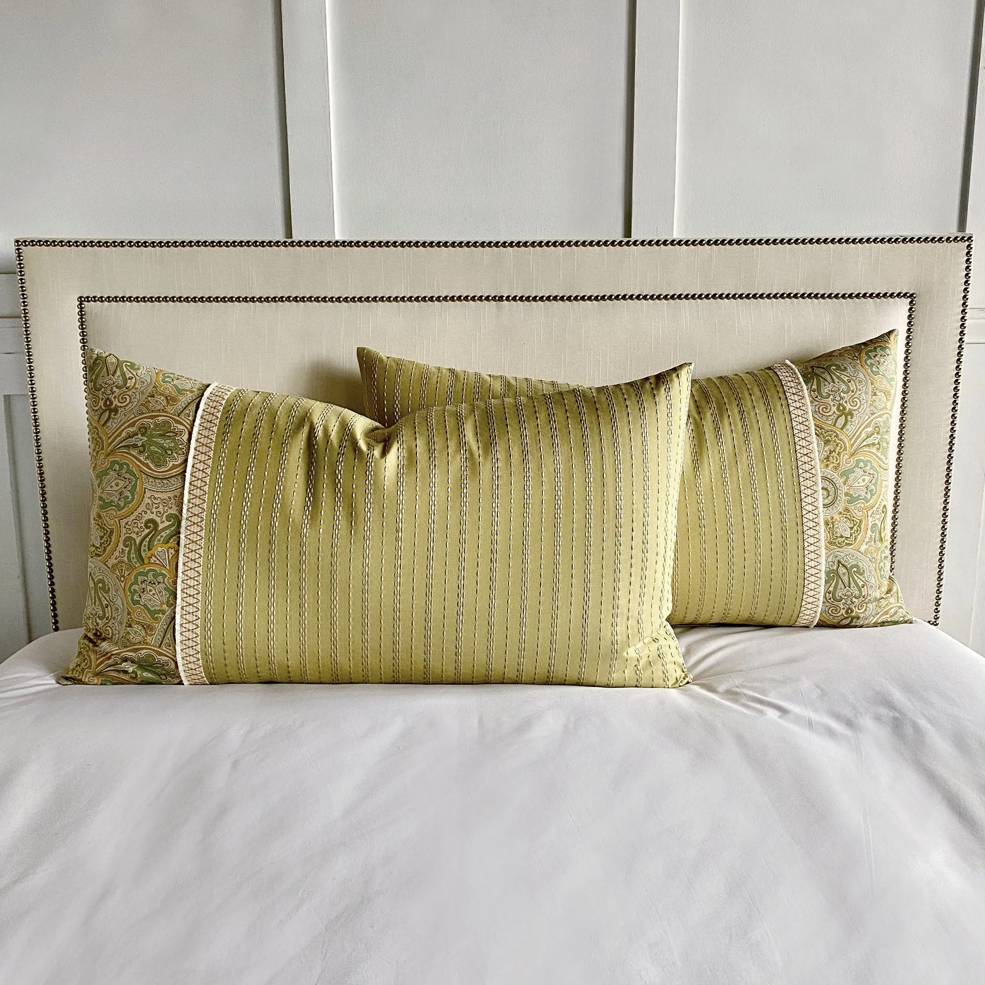 Pistachio Embroidered Stripe King Sham 21x37